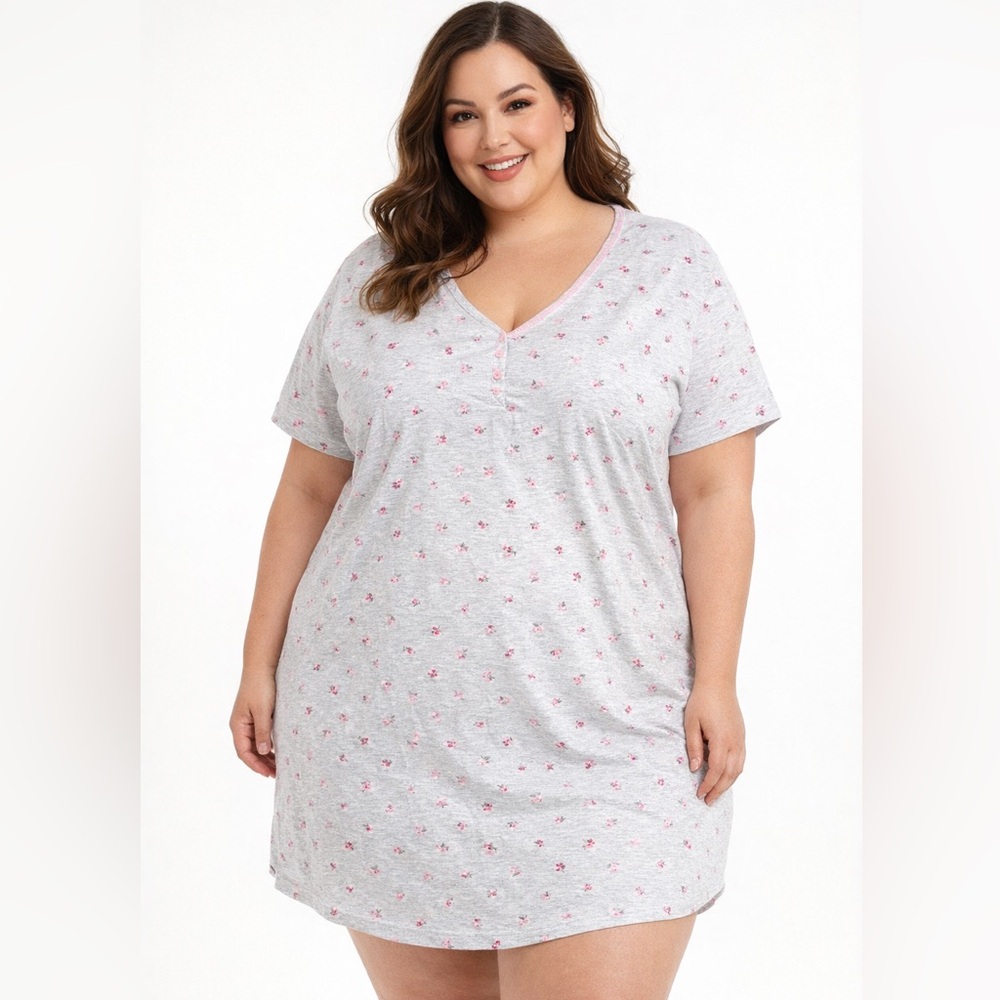 Carisma Pretty Floral T-shirt Nightgown Size 3X
